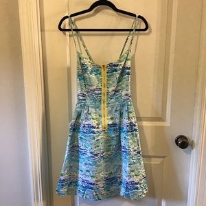 Lilly Pulitzer blue beach dress with yellow zipper